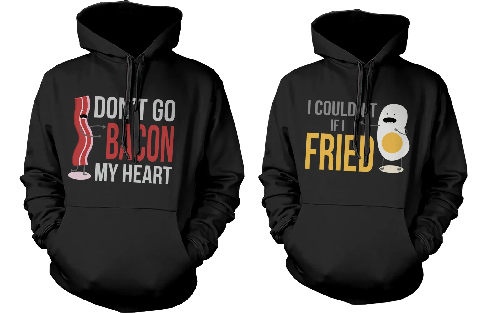 Funny Bacon and Egg Couple Hoodies Funny Matching Outfit for Couples