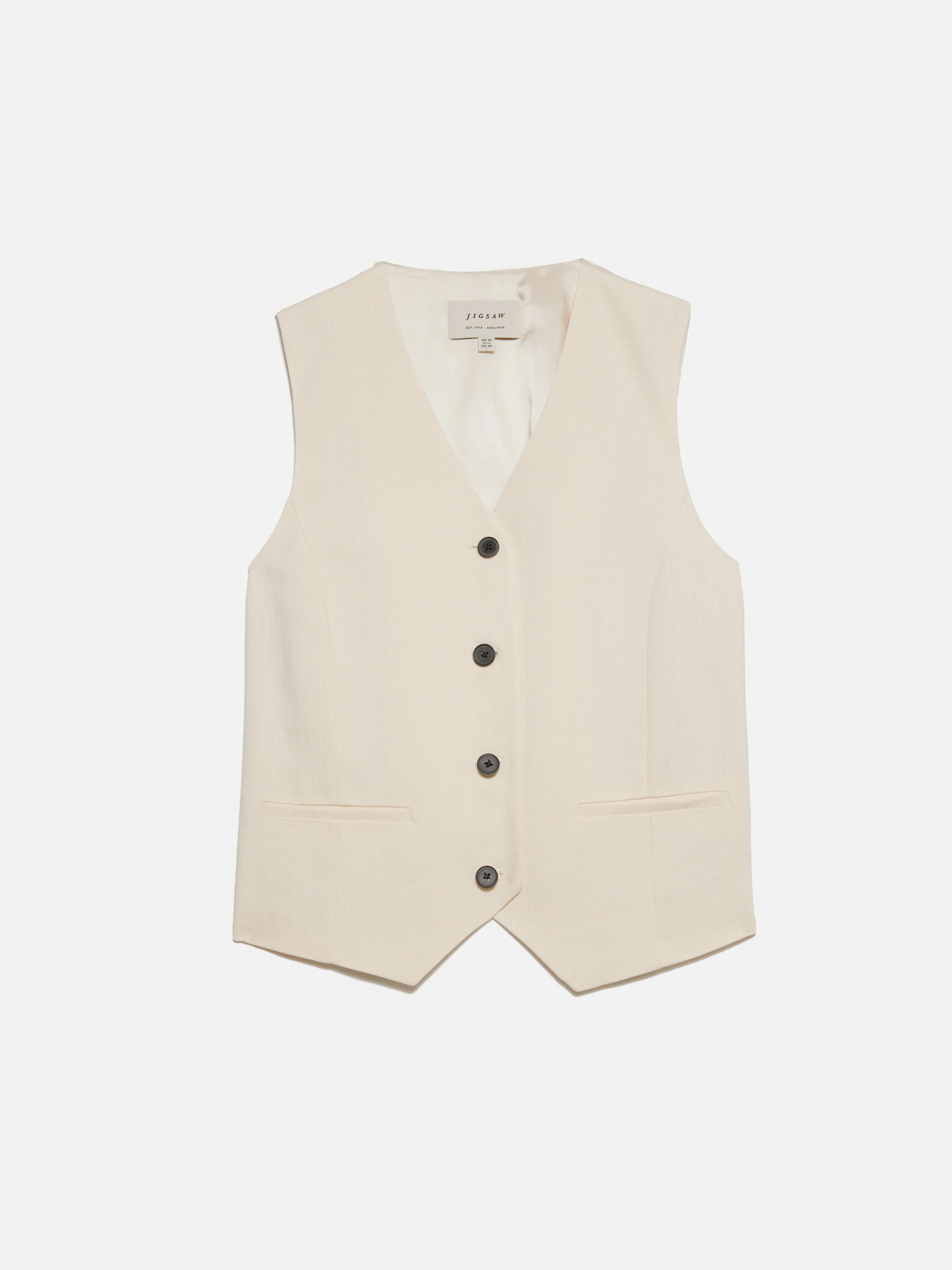 Hopsack Tailored Waistcoat | Cream