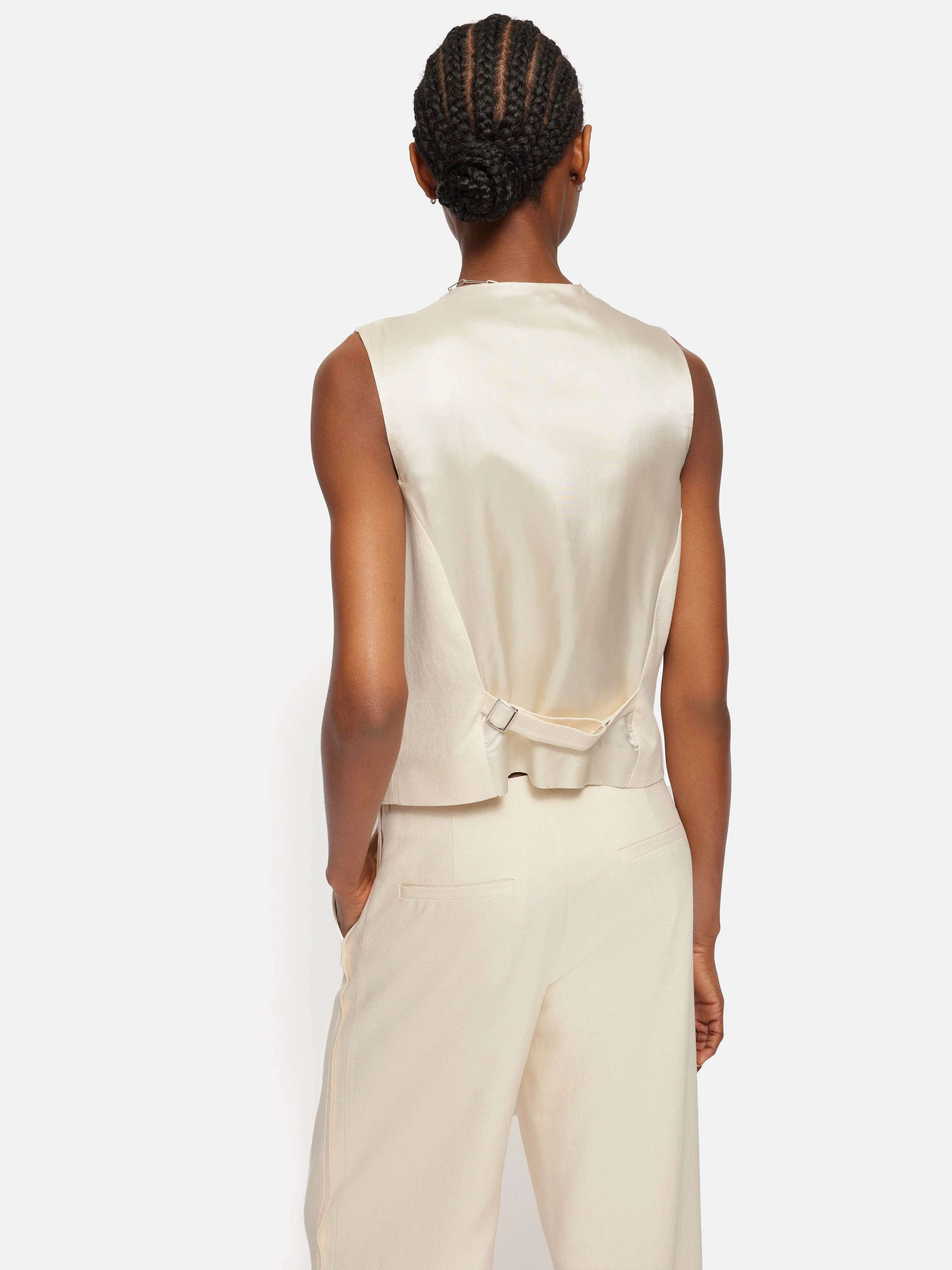 Hopsack Tailored Waistcoat | Cream