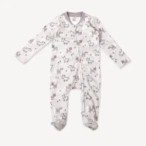 Horse & Bird Baby Zipper Footie Coverall (Organic Cotton)