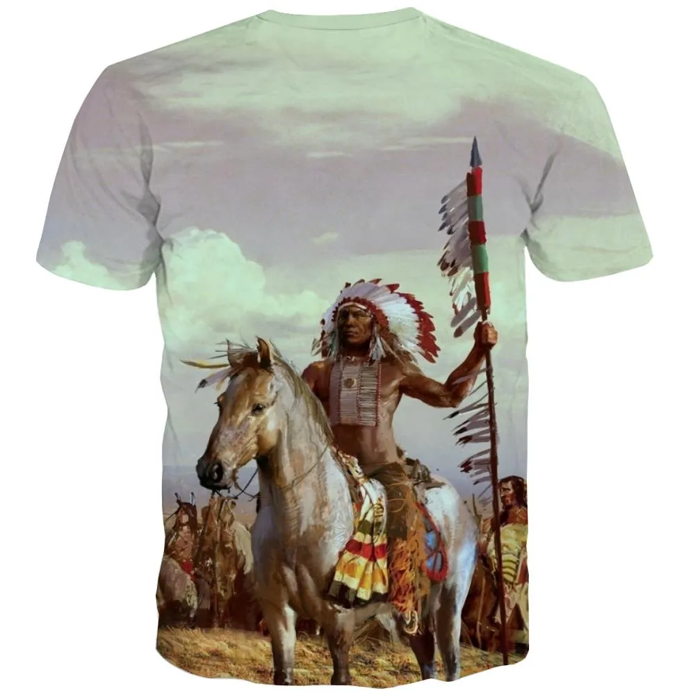 Indians T shirts Men Grassland T shirts Funny Sunset Tshirt Anime War Tshirts Cool