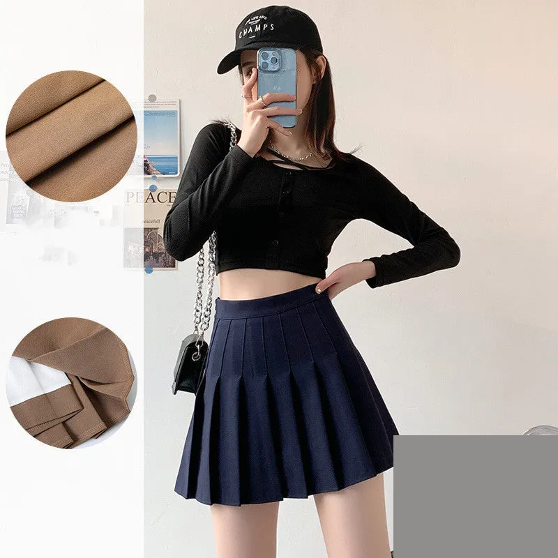 Japanese High Waist Pleated Summer Skirt