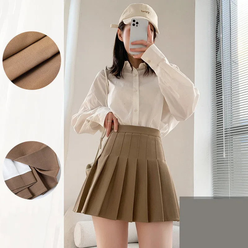 Japanese High Waist Pleated Summer Skirt