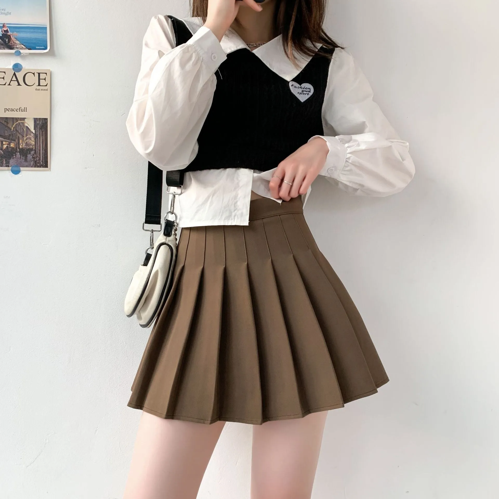 Japanese High Waist Pleated Summer Skirt