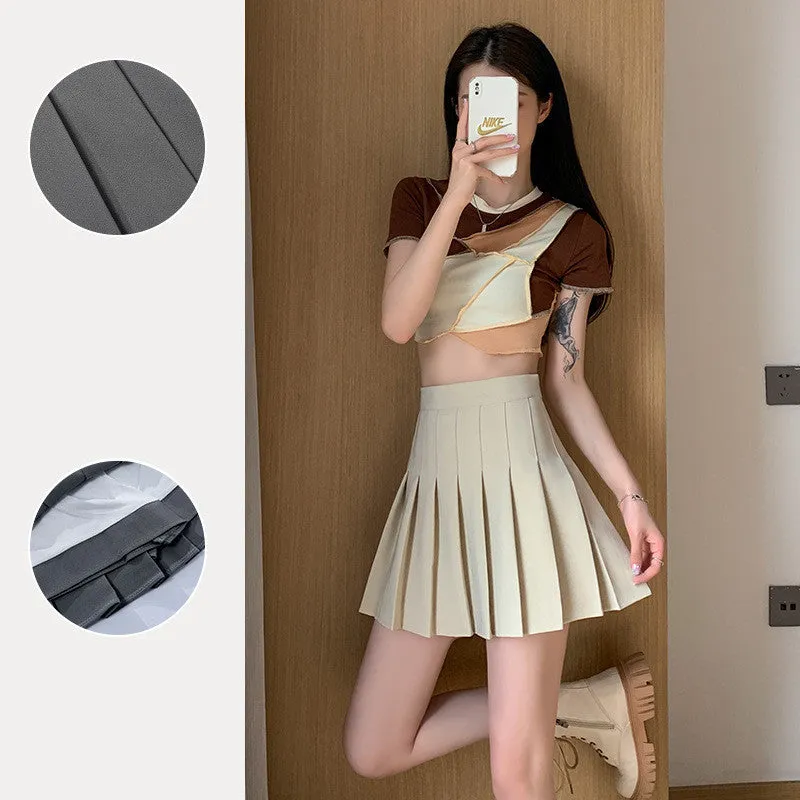 Japanese High Waist Pleated Summer Skirt