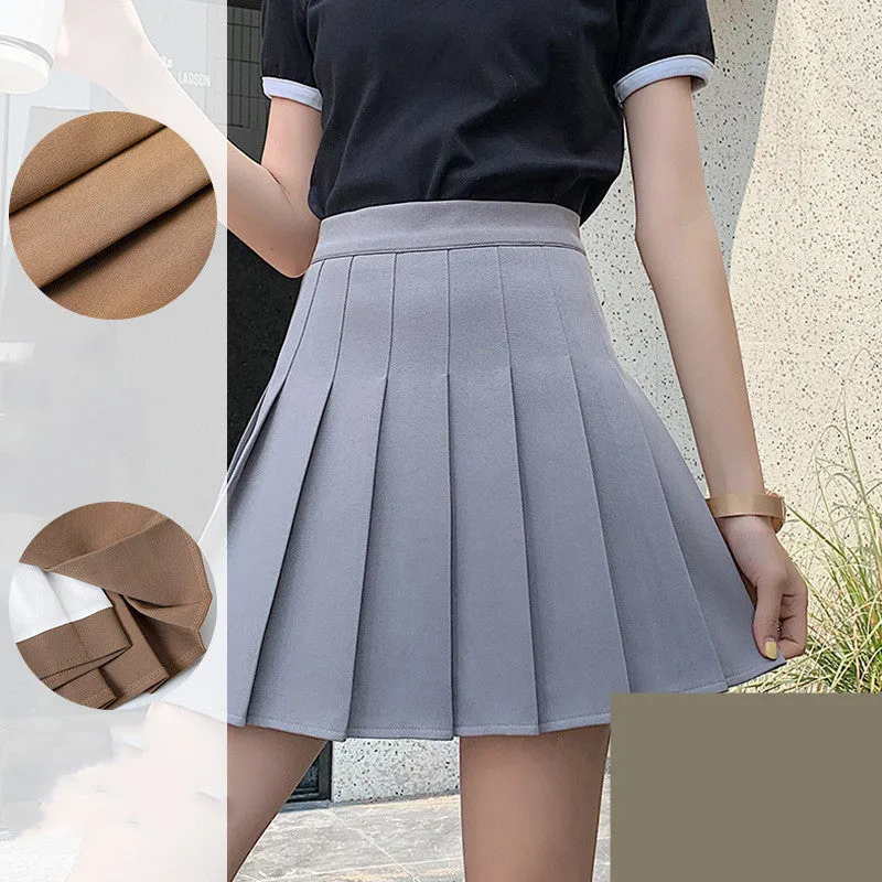 Japanese High Waist Pleated Summer Skirt