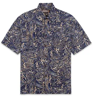 Kahala Sportswear Surf Carving, John Severson Print Short Sleeve Hawaiian Shirt