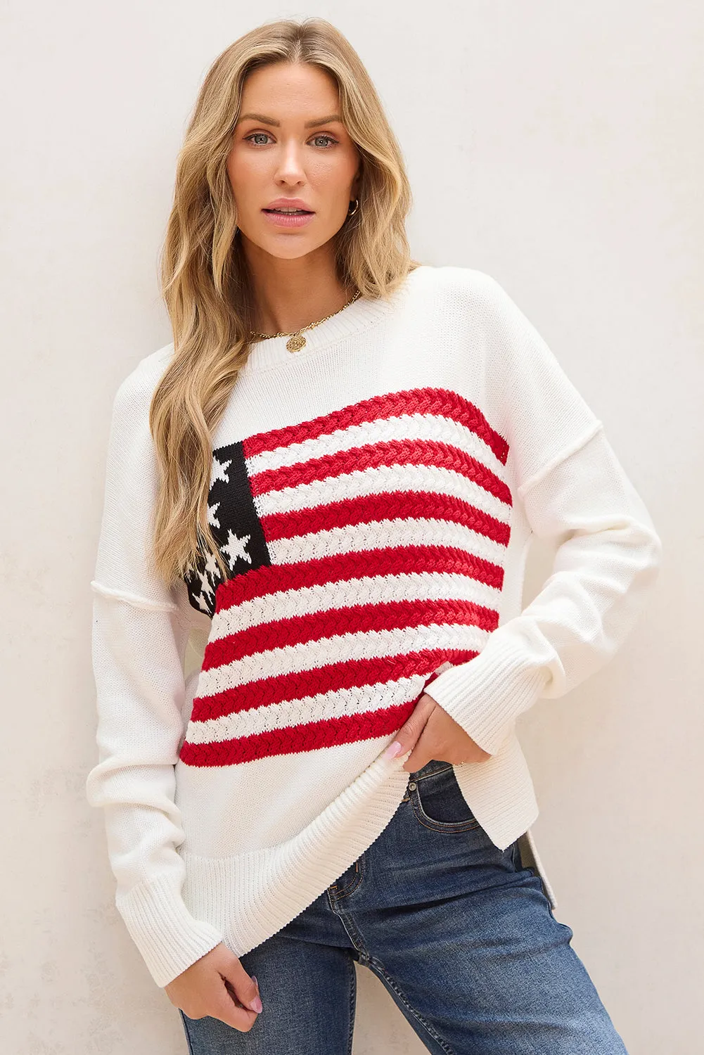 Lakelyn American Flag Sweater