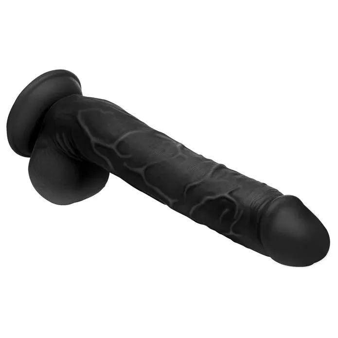 Long Logan 10" Dildo With Balls - Black