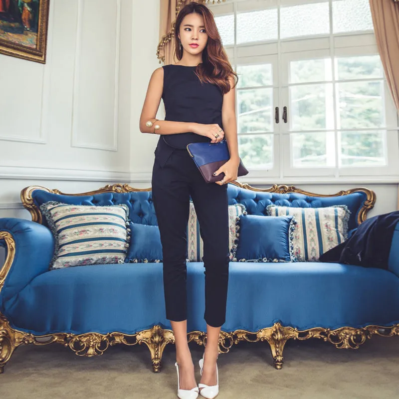 Luexco Sleeveless Top and Calf-length Pencil Pant Set