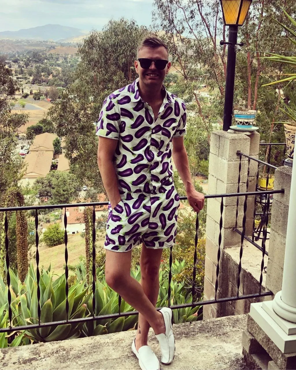 Male Romper - Eggplant