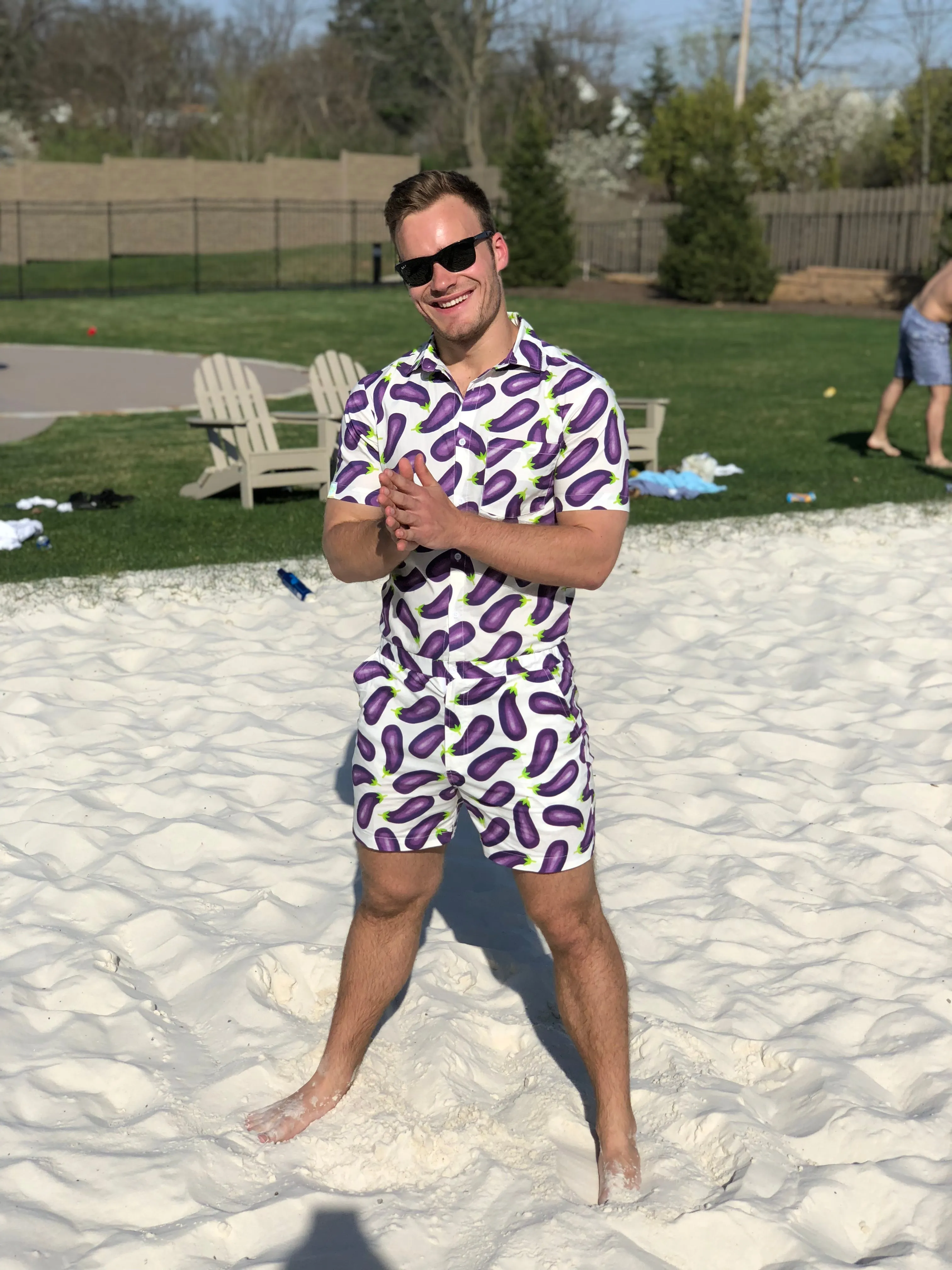 Male Romper - Eggplant