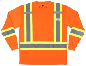 MCR Safety LS Tshirt,CL2 Lvl 2,Solid,Orange X5