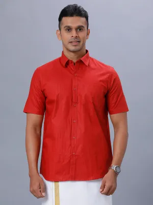 Men 100% cotton Half Sleeves Shirt Red T37 TM6