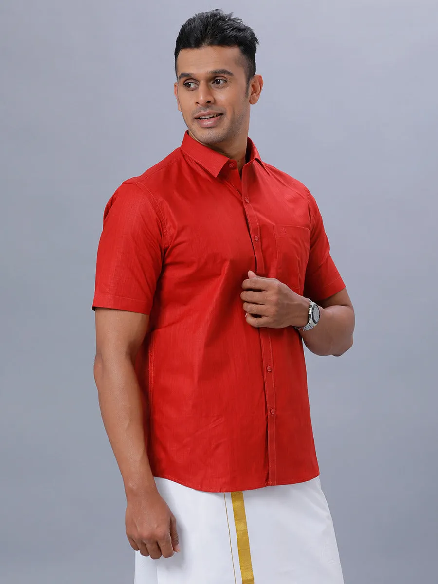 Men 100% cotton Half Sleeves Shirt Red T37 TM6