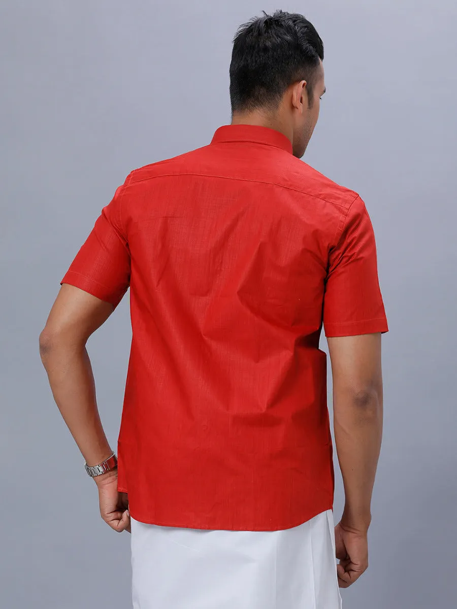 Men 100% cotton Half Sleeves Shirt Red T37 TM6