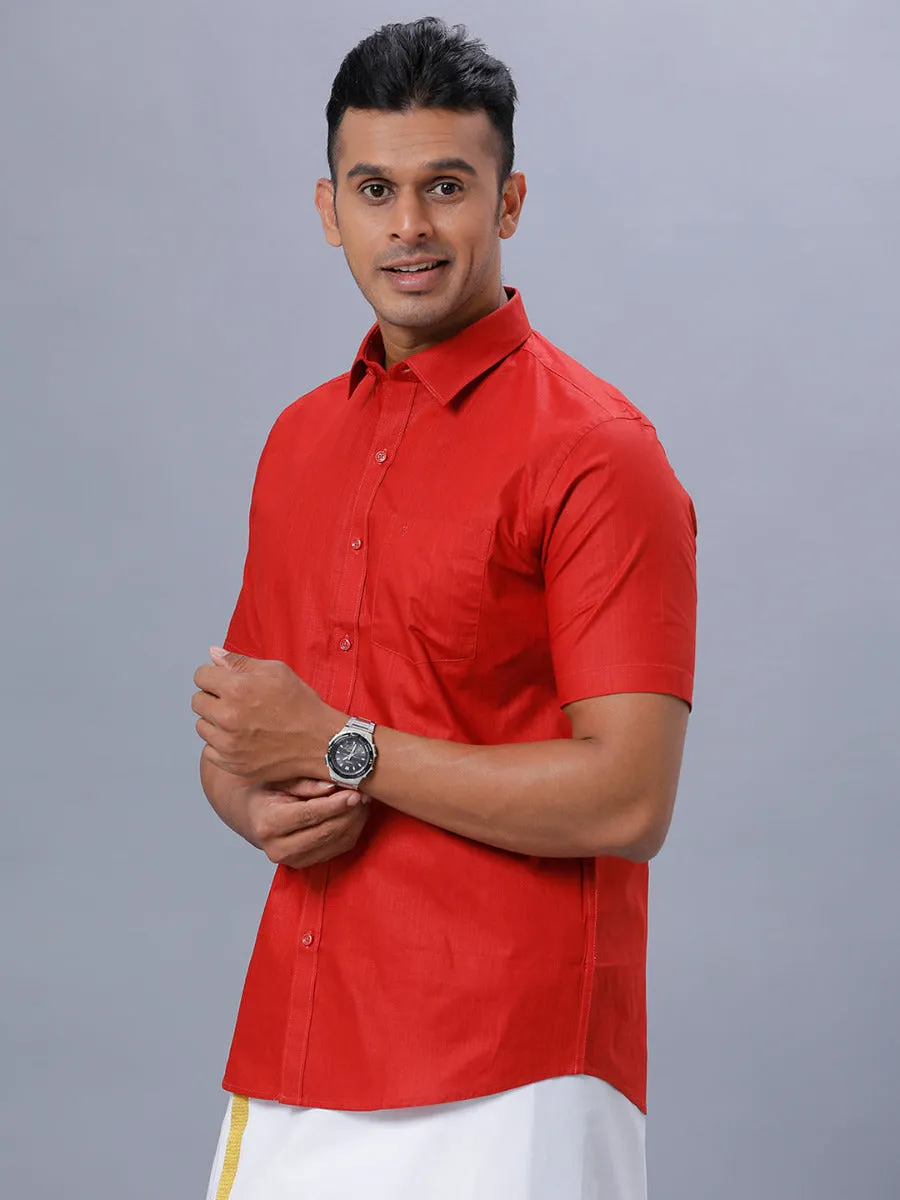 Men 100% cotton Half Sleeves Shirt Red T37 TM6