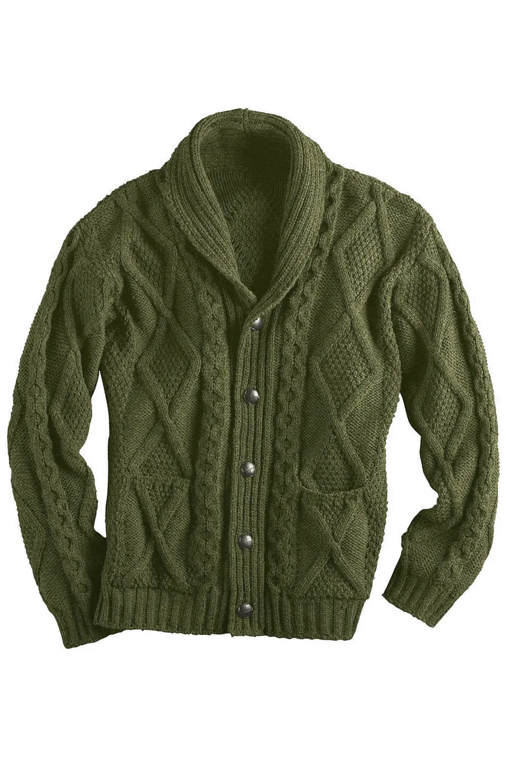 Men Casual Lapel Collar Button Attached Warm Winter Cardigan - MC88713