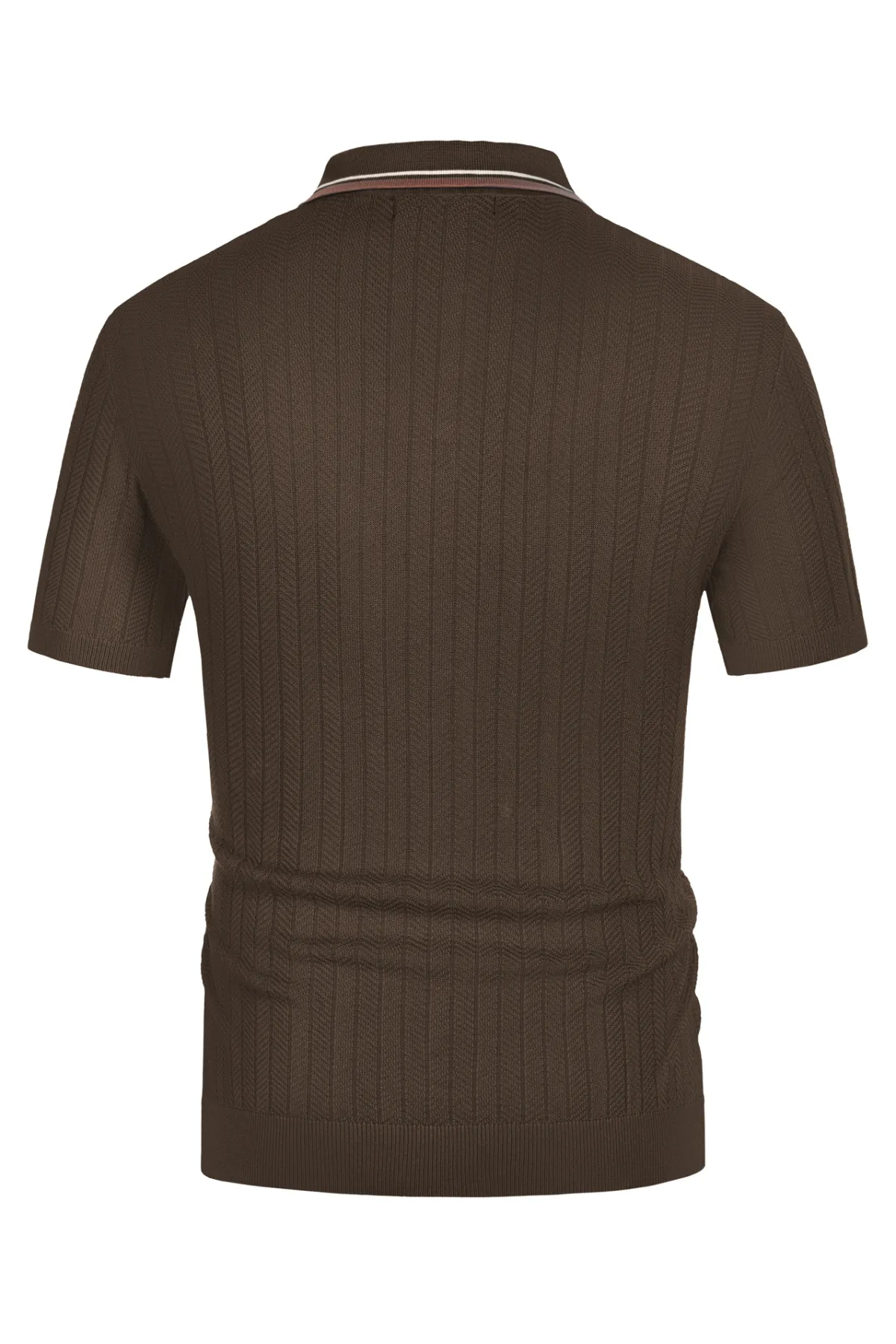 Mens Knitted Polo Shirts Short Sleeve Textured Pullover Golf Polo Pullover T Shirts