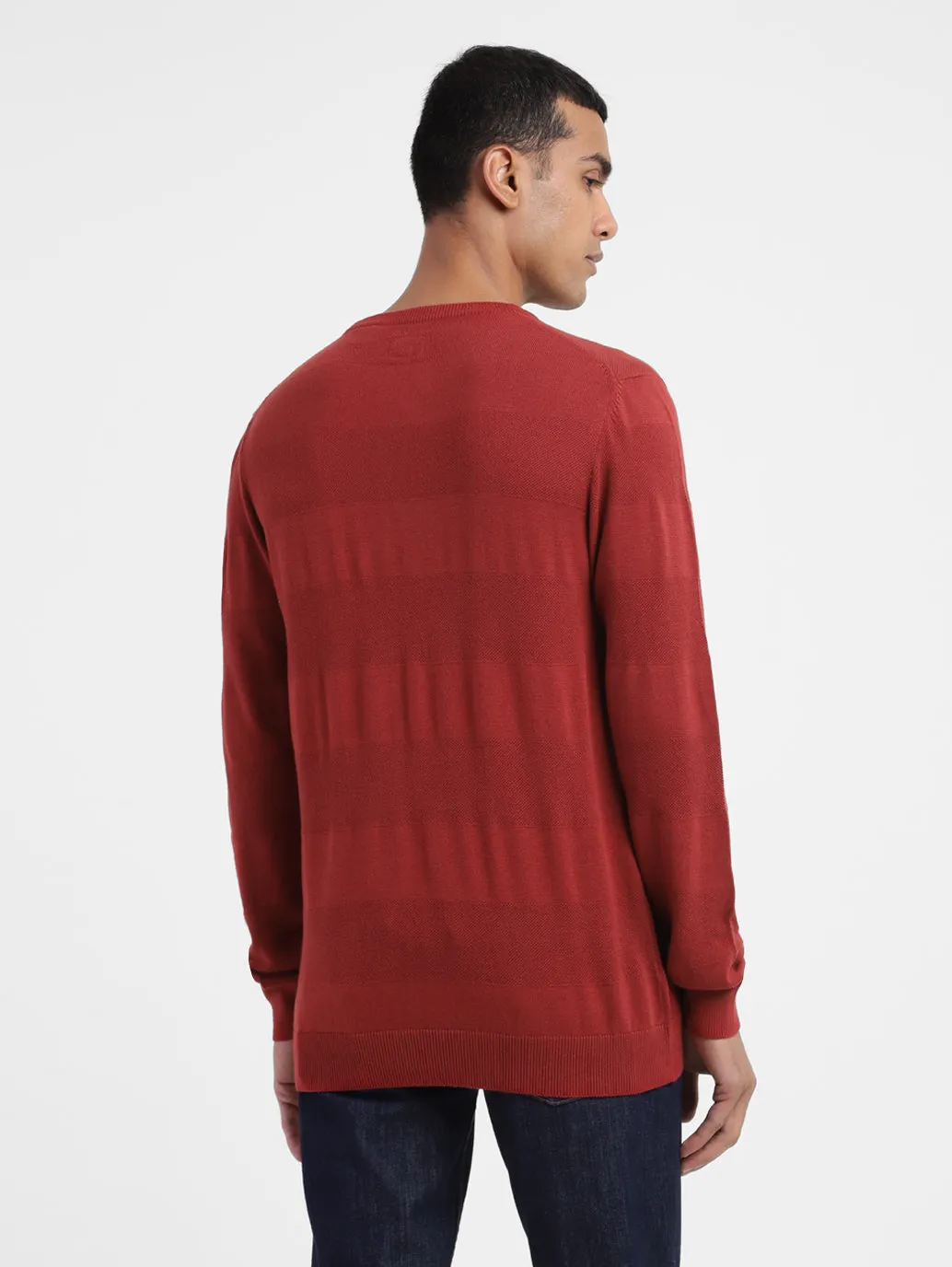 Men's Solid Crew Neck Sweater Red