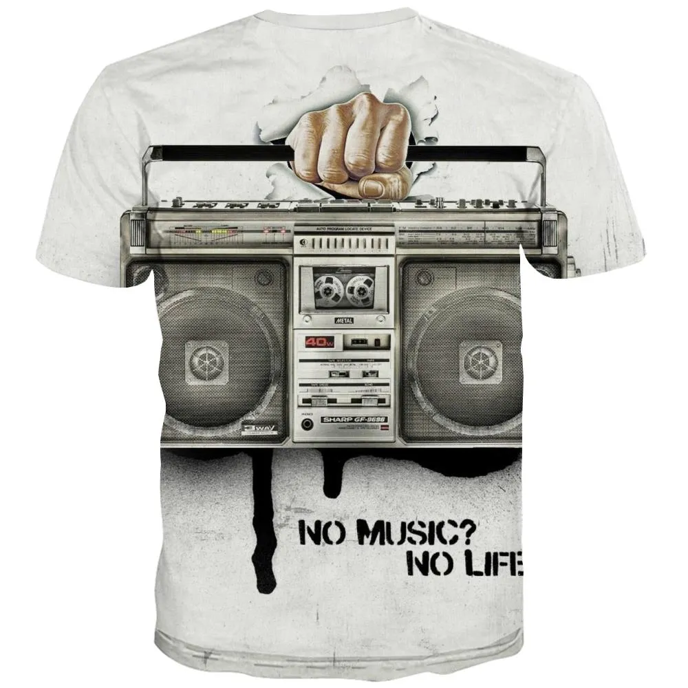 Music T shirts Men Instrument Tshirts Novelty Retro Shirt Print Electronic T-shirts Graphic