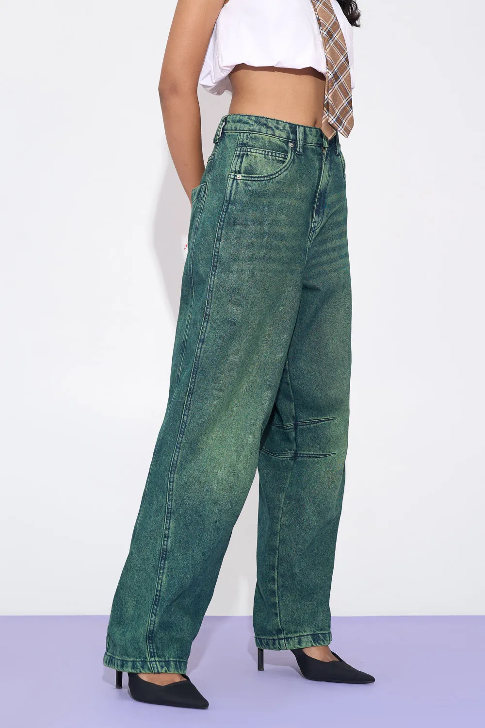 Neo Grunge Twisted Barrel Leg Jeans