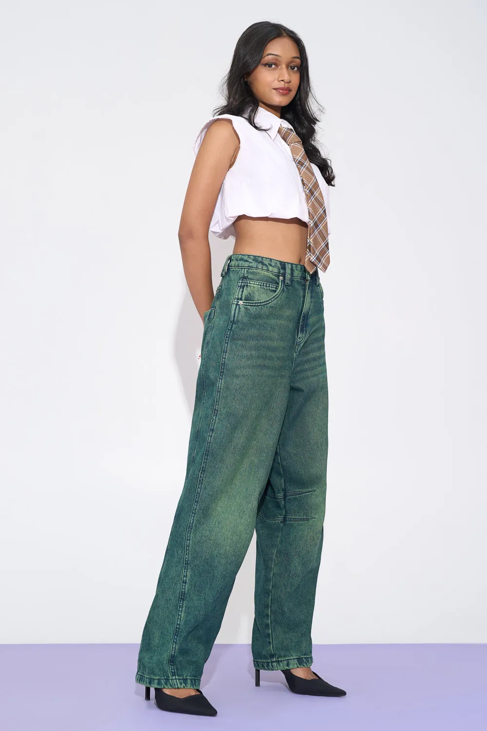 Neo Grunge Twisted Barrel Leg Jeans