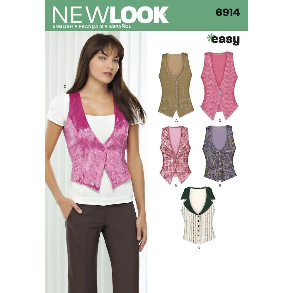 Newlook Pattern 6914 Misses' Lined Vest