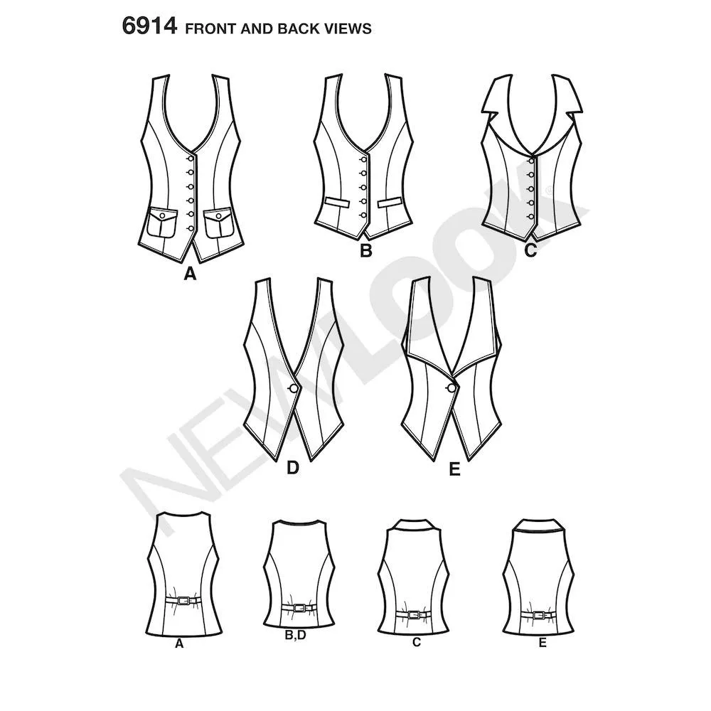 Newlook Pattern 6914 Misses' Lined Vest