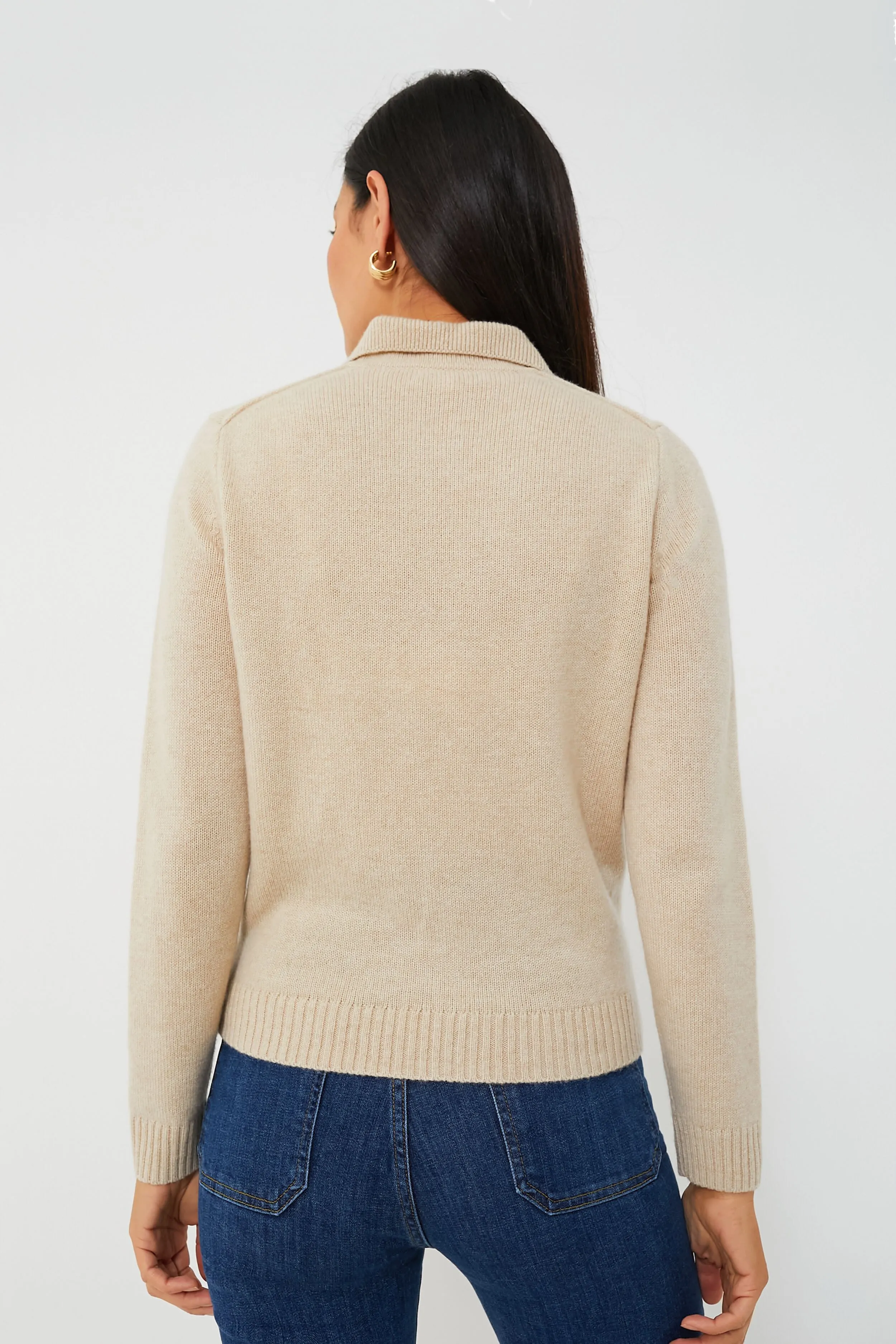 Oatmeal Cashmere Alice Polo Sweater