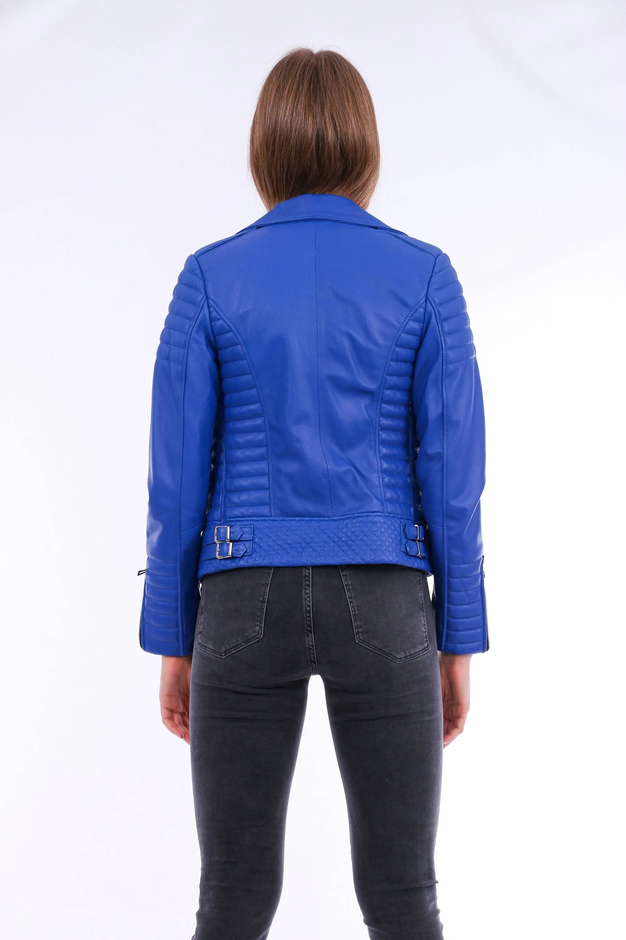 Quilted Leather Biker - Blue