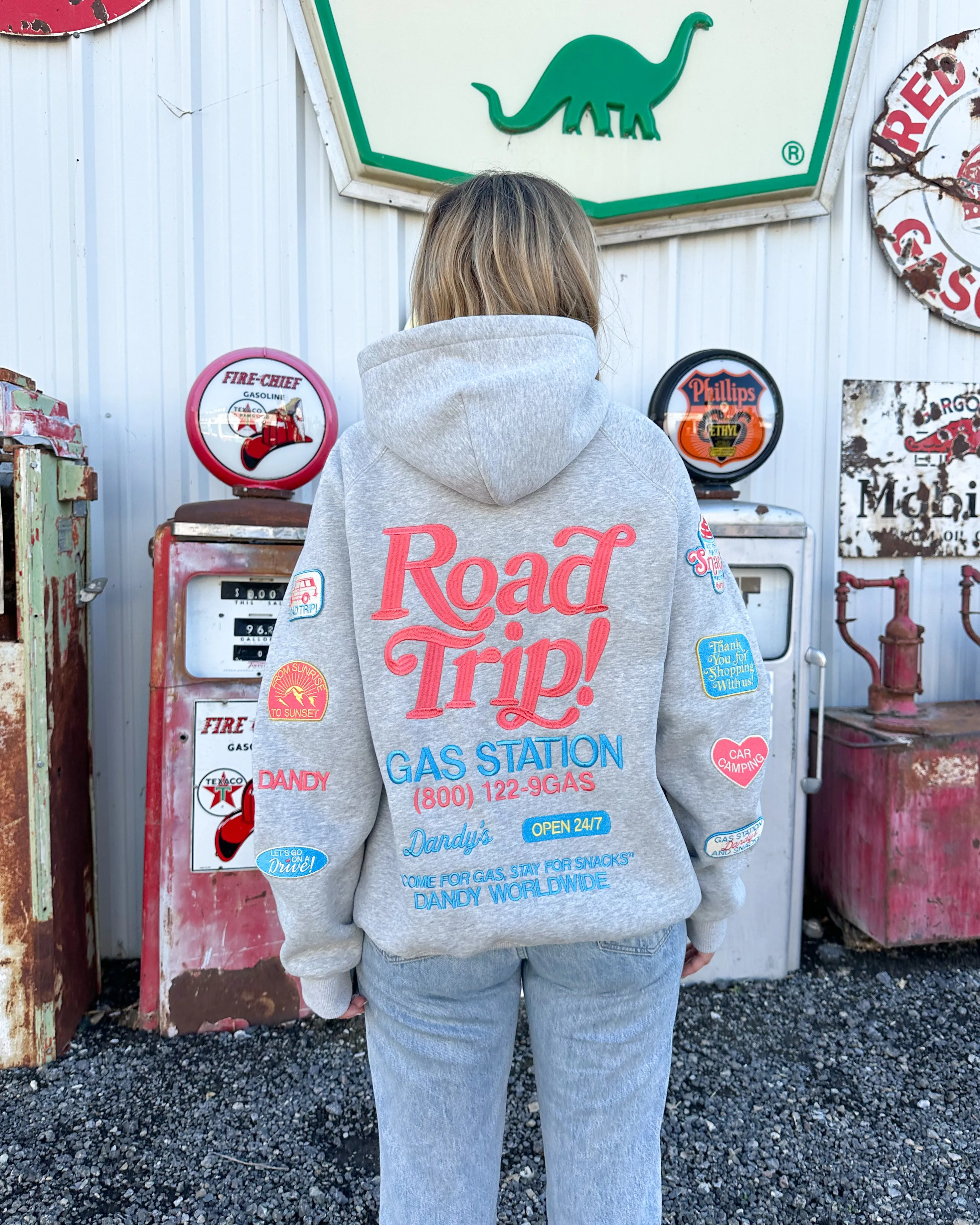 "Road Trip!" Oversized Lux Hoodie in Dark Heather