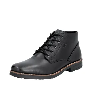 Rieker 33207-00 Mens Black Leather Lace Up Ankle Boots