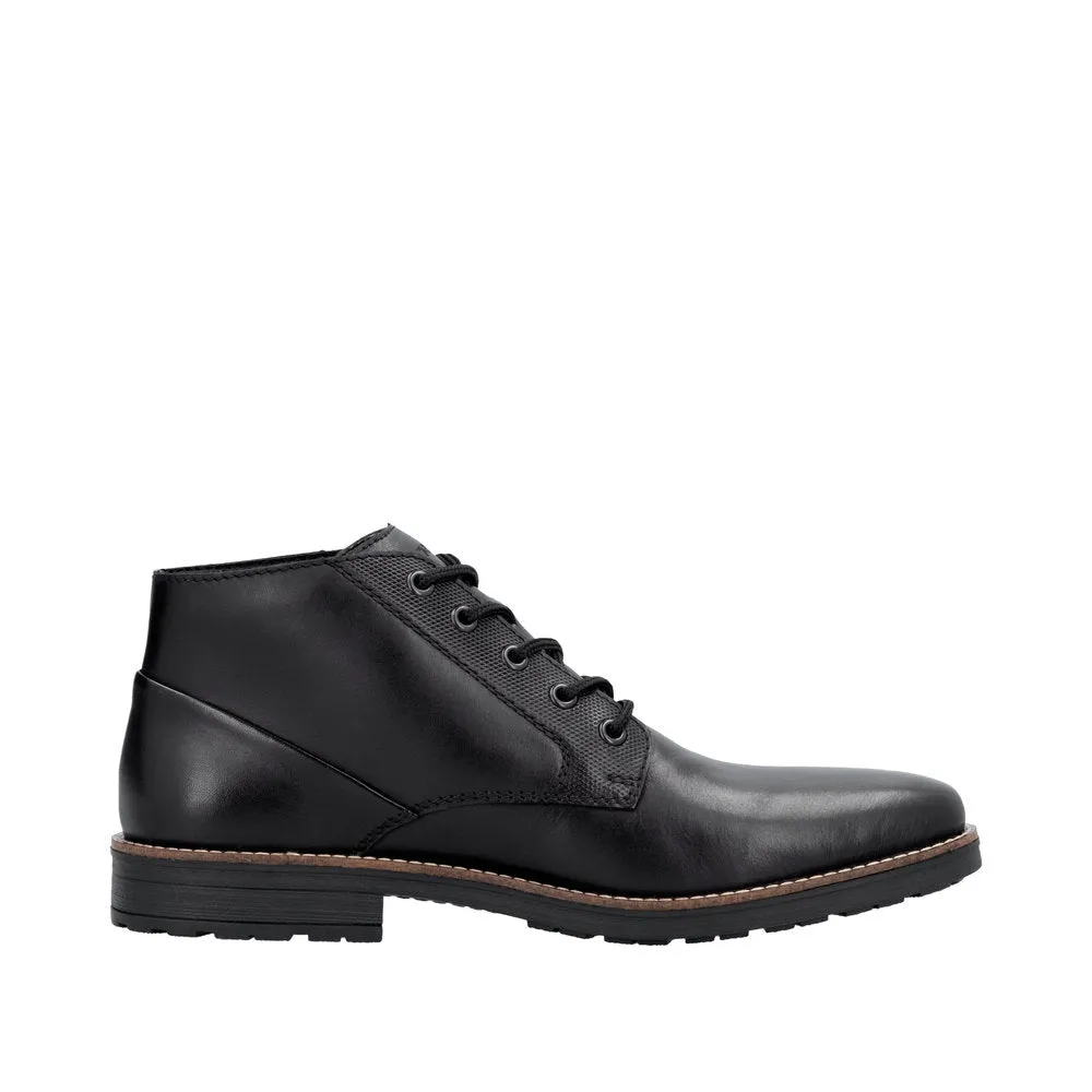 Rieker 33207-00 Mens Black Leather Lace Up Ankle Boots