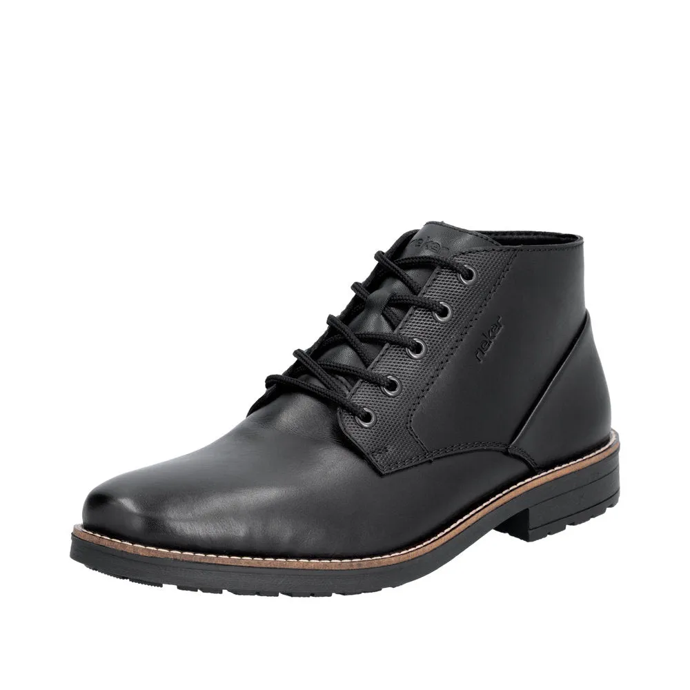 Rieker 33207-00 Mens Black Leather Lace Up Ankle Boots