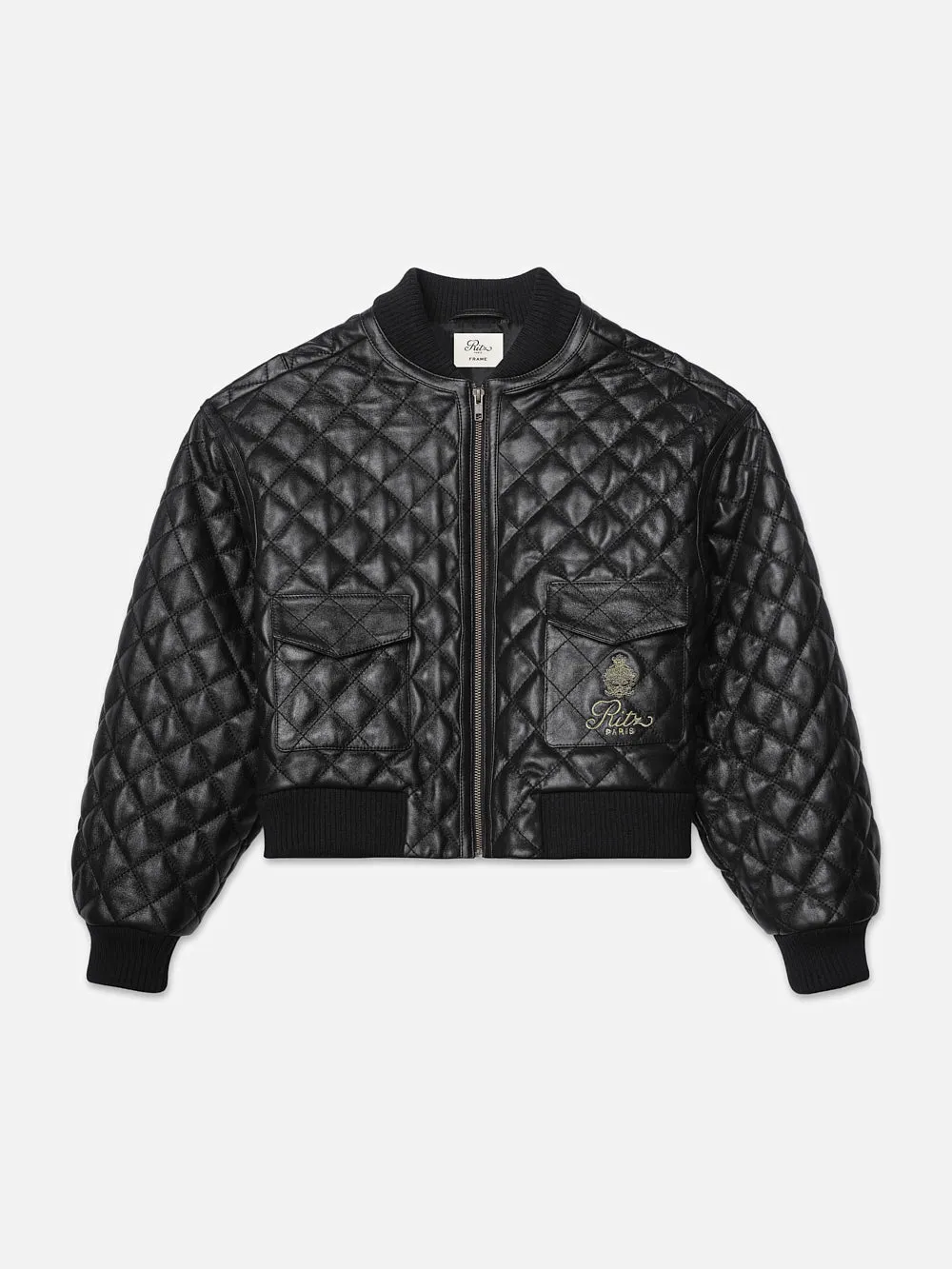 Ritz Women's Quilted Leather Bomber -- Black