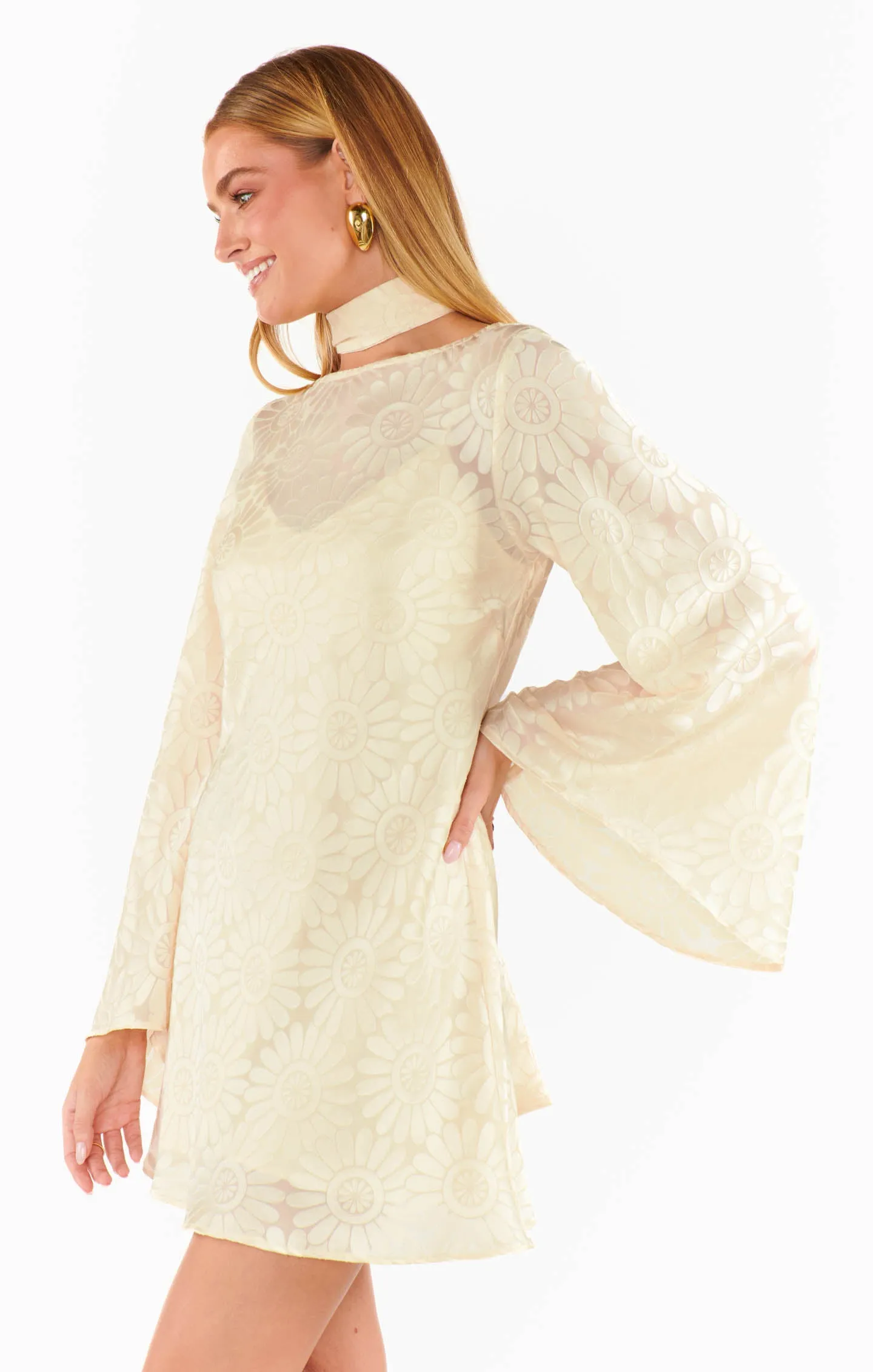 Sarah Mini Dress ~ Cream Daisy Burnout