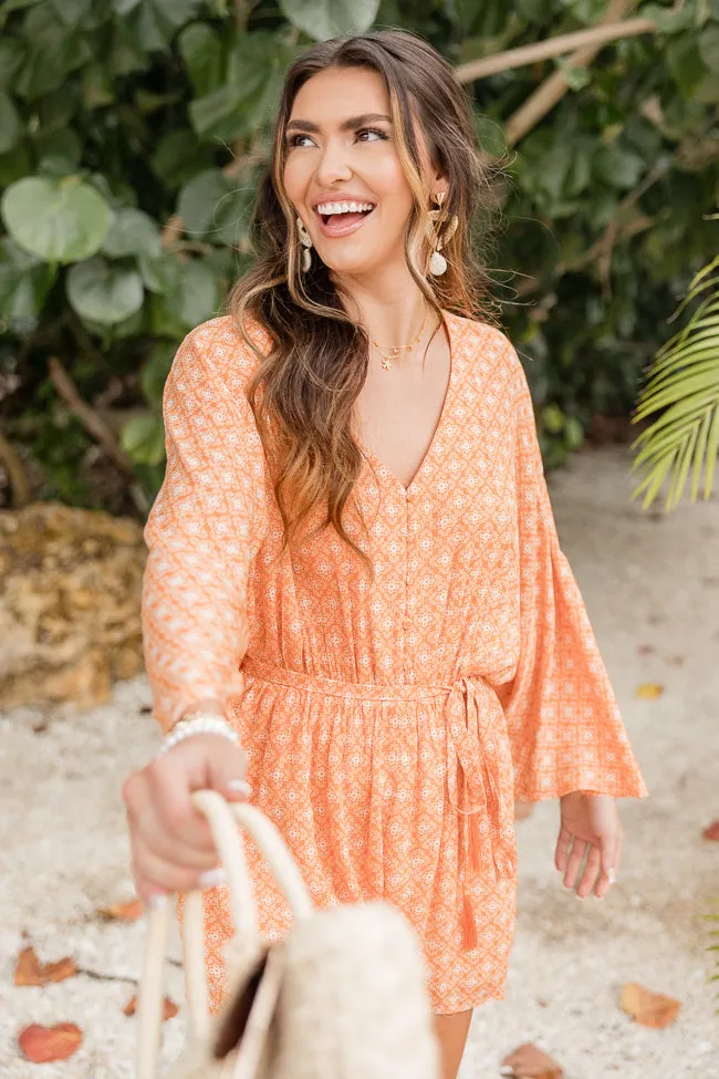 Searching For Fun Orange Printed Romper