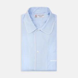 Sky Blue Micro-Check Cotton Nightshirt