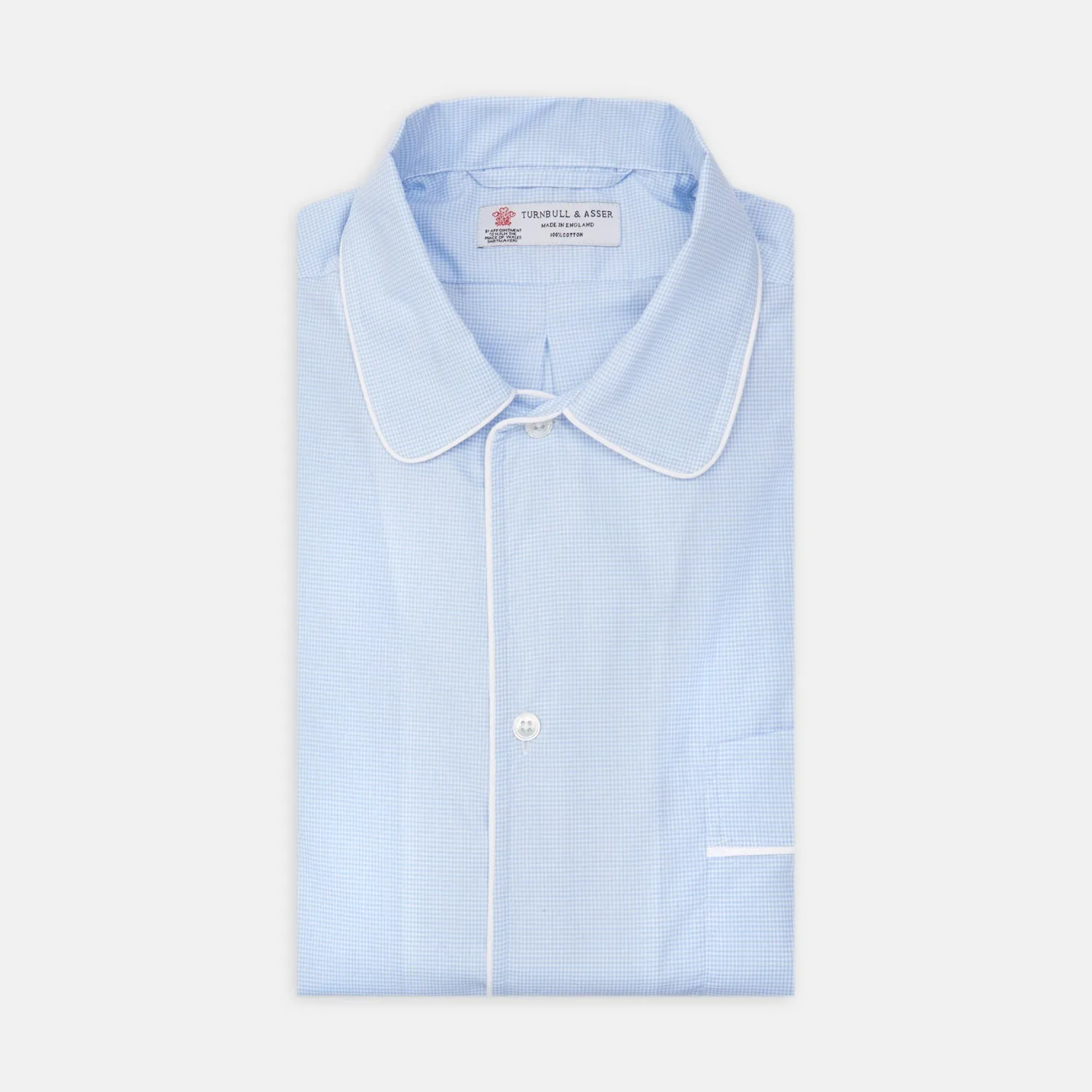 Sky Blue Micro-Check Cotton Nightshirt