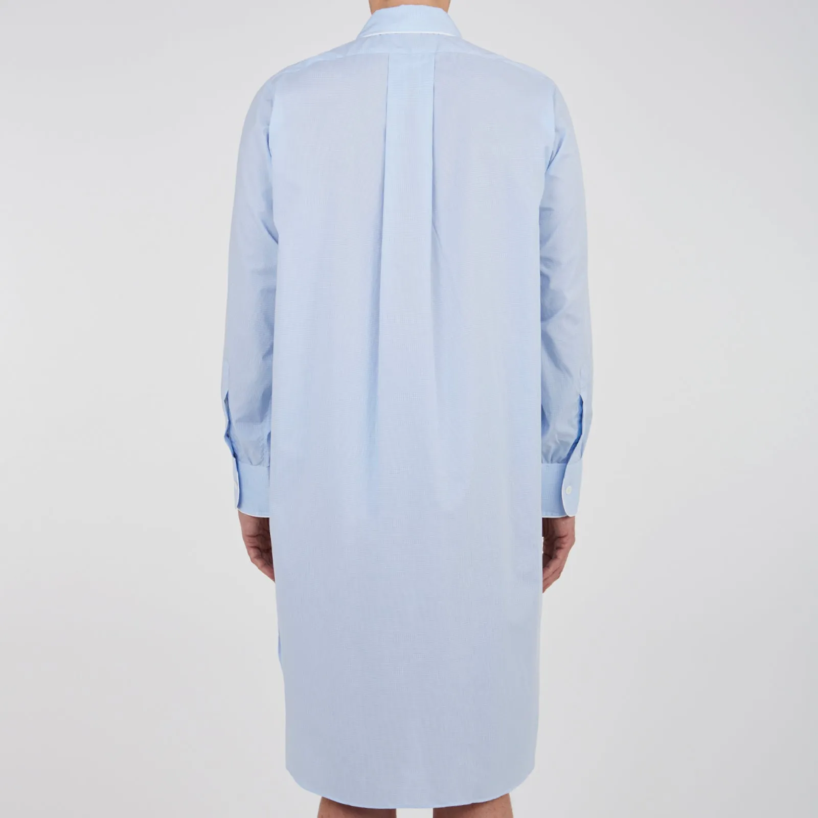 Sky Blue Micro-Check Cotton Nightshirt