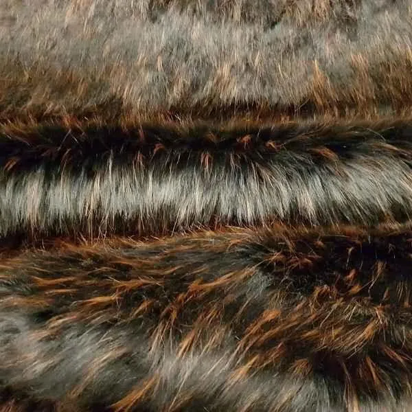 TISSAVEL Fur, Brown Rust Streaks Two Colors, Long Pile