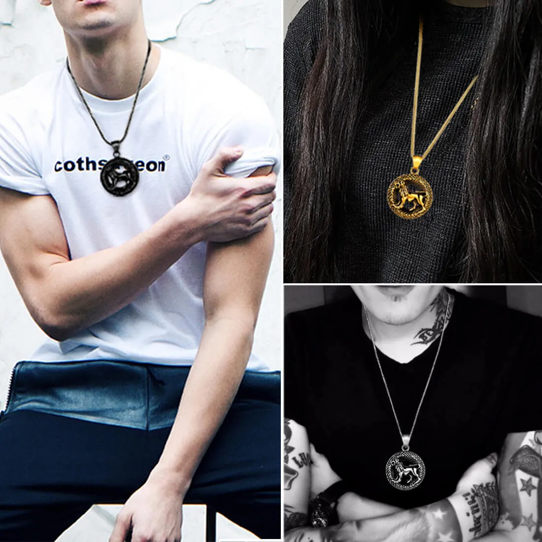 Tokyo Mart Men Zodiac Leo Necklace Pendant Star Sign Constellation Jewelry Women Boys Girls Birthday Gift