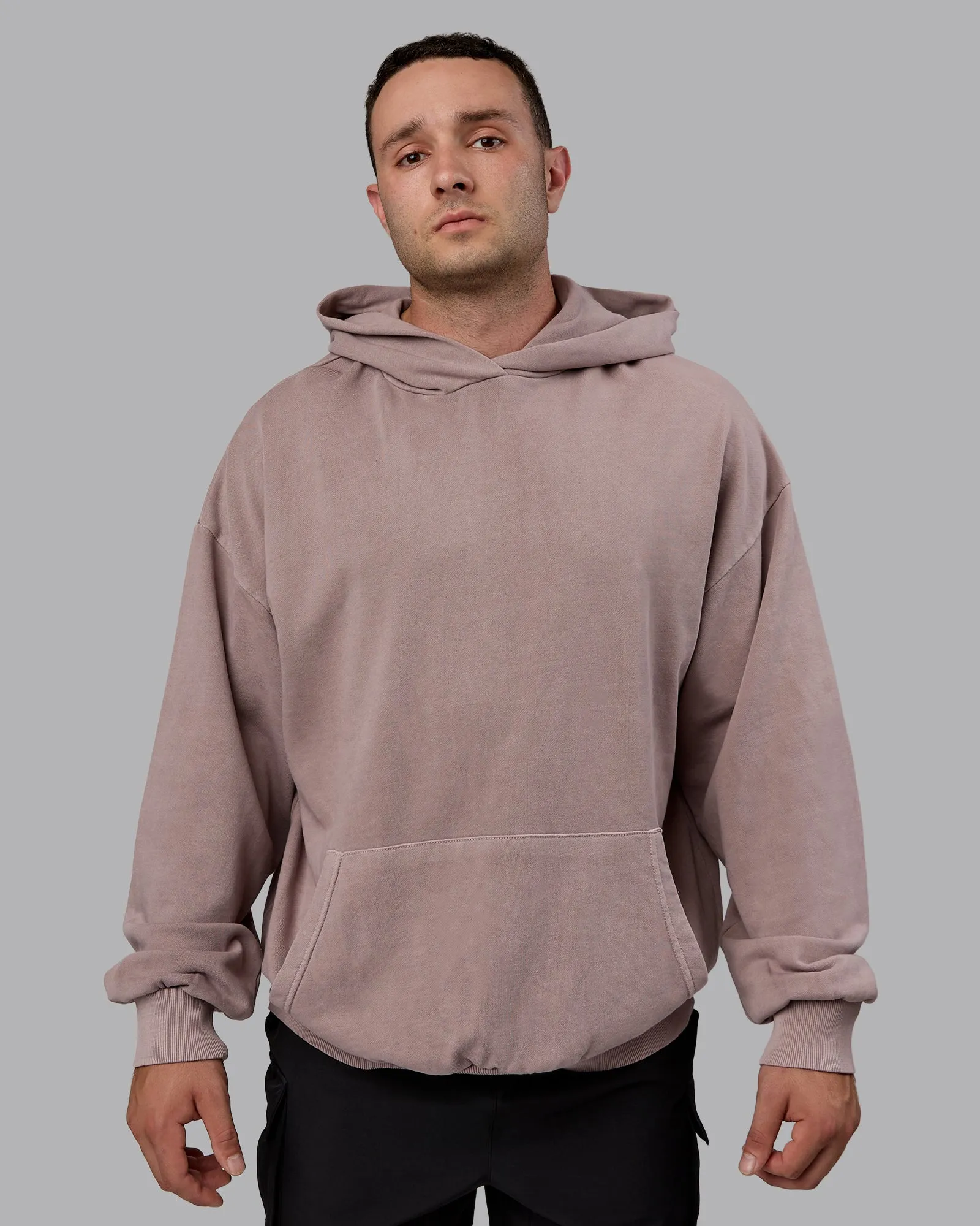 Unisex Washed Set the Standard Hoodie Oversize - Greyish Purple-Off White