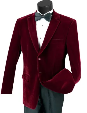 Velvet Regular Fit Fashion Jacket in Wine