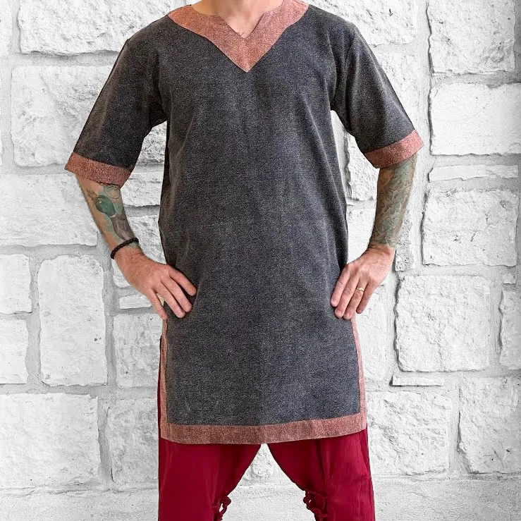 'Viking Shirt Short Sleeves' Tunic - Stone Gray