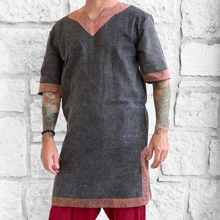 'Viking Shirt Short Sleeves' Tunic - Stone Gray