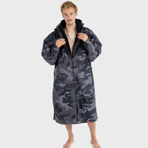 Warm Waterproof Swim Parka Oversized Hooded Robe Sherpa Liner Swimming Coat Dry Robe Surf One Size Poncho