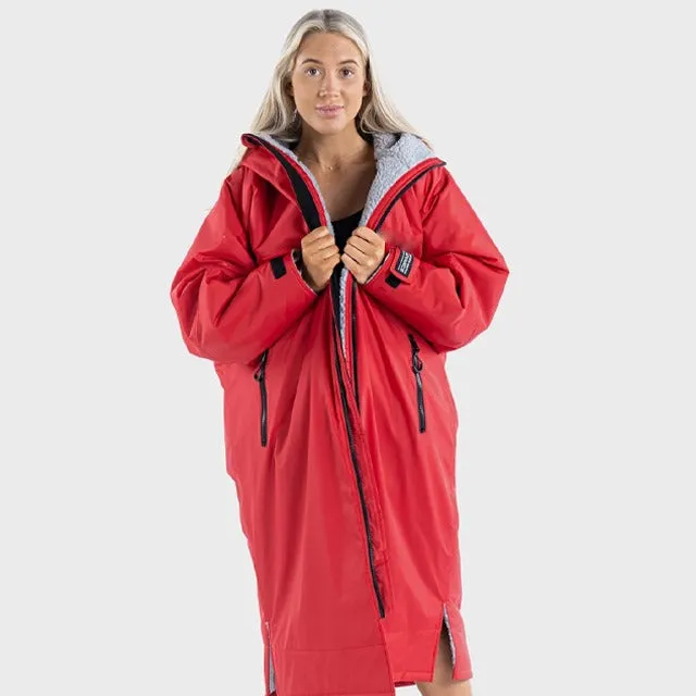 Warm Waterproof Swim Parka Oversized Hooded Robe Sherpa Liner Swimming Coat Dry Robe Surf One Size Poncho