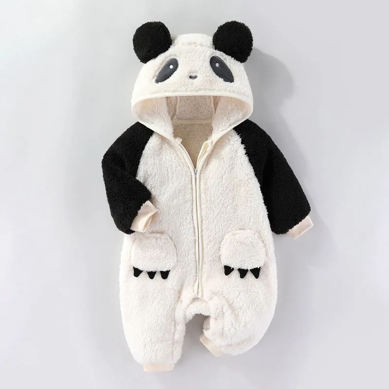 Winter Plush Animal Insulation Cotton-padded baby rompers